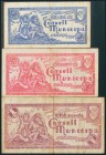 RIBARROJA D´EBRE (TARRAGONA). 25 Céntimos, 50 Céntimos y 1 Peseta. (1938ca). (González: 9606/08). El 1 pts raro. MBC.