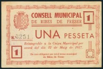RIBES DE FRESER (GERONA). 1 Peseta. 12 de Mayo de 1937. (González: 9619). Escaso. MBC.