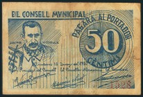 RIUDOMS (TARRAGONA). 50 Céntimos. 14 de Marzo de 1937. (González: 9696). MBC.