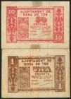 RODA DE TER (BARCELONA). 50 Céntimos y 1 Peseta. Junio 1937. (González: 9719/20). MBC.