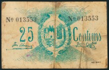 ROQUETES (TARRAGONA). 25 Céntimos. (1938ca). (González: 9735). BC.