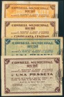 RUBI (BARCELONA). 50 Céntimos (se incluyen las dos tonalidades existentes de este billete) y 1 Peseta (se incluyen las dos tonalidades existentes de e...