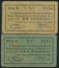 SANT GUIM ESTACIO (LERIDA). 50 Céntimos y 1 Peseta. 22 de Febrero de 1937. Series B y A, respectivamente. (González: 9852/53). BC.