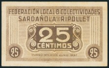 SARDAÑOLA-RIPOLLET (BARCELONA). 25 Céntimos. Junio de 1937. (González: 9872). EBC.
