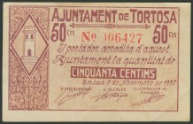 TORTOSA (TARRAGONA). 50 Céntimos. 9 de Noviembre de 1937. (González: 10411). MBC.