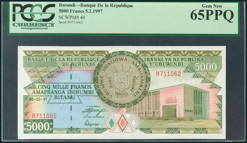 BURUNDI. 5000 Francos. 5 de Febrero de 1997. Serie H. (Pick: 40). Encapsulado po...