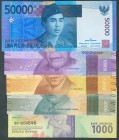 Conjunto de 5 billetes de Indonesia de 1000 Rupias, 2000 Rupias, 5000 Rupias, 10000 Rupias y 50000 Rupias. A EXAMINAR. SC/SC-.