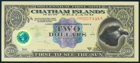 ISLAS CHATHAN (NUEVA ZELANDA). 2 Dólares. 1999. Serie A. Billete con clara orientación turística. SC.