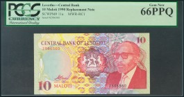 LESOTHO. 10 Maloti. 1990. Serie Z. (Pick: 11a). Apresto original. Encapsulado PMG66PPQ. SC.