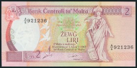 MALTA. 2 Liras. 1989. (Pick: 41). SC.
