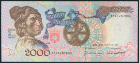 PORTUGAL. 2000 Escudos. 29 de Agosto de 1991. Serie A. (Pick: 186b). Apresto original. SC.