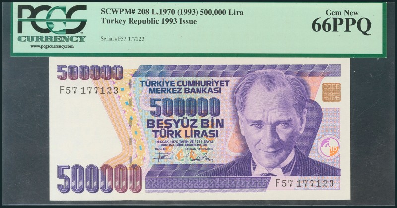 TURQUIA. 500.000 Liras. 1992. Serie F. (Pick: 208). Apresto original. Encapsulad...