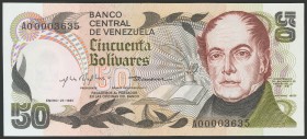 VENEZUELA. 50 Bolívares. 27 de Enero de 1981. Firmado por Carlos Rafael Silva y Hugo Romero Quintero. Serie A. (Pick: 58a, Sleiman: 88). SC.