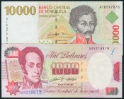 Conjunto de 2 billetes venezolanos emitidos el 8 de Agosto de 1991 y el 10 de Febrero de 1998, ambos con la serie A. SC/EBC-.