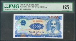 VIETNAM. 5000 Dang. 1993. Serie AV. (Pick: 108a). Encapsulado PMG65OPQ. SC.