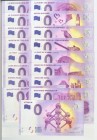 Precioso conjunto de 47 billetes de Euro tipo "Souvenir", todos con valor 0 y con diferentes atracciones turísticas europeas representadas, incluyendo...