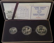GREECE: 100 Drachmas + 250 Drachmas + 500 Drachmas (1982) commemorative coin set in silver (0,900) for the "XIII ΠΑΝΕΥΡΩΠΑΙΚΟΙ ΑΓΩΝΕΣ ΣΤΙΒΟΥ ΑΘΗΝΑ 198...