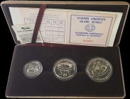 GREECE: 100 Drachmas + 250 Drachmas + 500 Drachmas (1982) commemorative coin set in silver (0,900) for the "XIII ΠΑΝΕΥΡΩΠΑΙΚΟΙ ΑΓΩΝΕΣ ΣΤΙΒΟΥ ΑΘΗΝΑ 198...