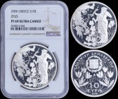 GREECE: 10 Euro (2006) in silver (0,925) commemorating mount Olympus national park / Zeus. Inside slab by NGC "PF 69 ULTRA CAMEO". Top grade in both c...