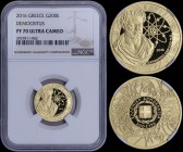 GREECE: 200 Euro (2016) in gold (0,916) commemorating the Greek Culture / Philosopher Demokritos. Weight: 7,98 gr. Inside slab by NGC "PF 70 - ULTRA C...