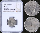 CYPRUS: 1 Piastre (1938) in copper-nickel with crowned head of George VI facing left. Inside slab by NGC "MS 63". (KM 23) & (Fitikidis 76).