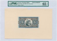 GREECE: Back proof of 5 Drachmas (ND 1905-18) on cardboard paper with Athena at center. Printed by ABNC. Inside holder by PMG "Gem Uncirculated 65 - E...