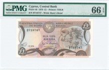 GREECE: 1 Pound (1.6.1979) in dark brown and brown on multicolor unpt with mosaic of Nymph Acme at right and Arms at top left center. S/N: "B 716747"....