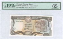 GREECE: 1 Pound (1.11.1982) in dark brown and multicolor with mosaic of nymph Acme at right, Arms at top left center and Bank name in outlined (white)...