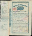 GREECE: "IONIKH TΡΑΠΕΖΑ LIMITED" bond certificate No. 4188, for 1 share of 5084 Drachmas with interest rate of 2,5%, issued in Cephalonia 29/10/1918. ...