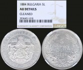 BULGARIA: Set of 3 coins, 5 Leva (1884) + 10 Stotinki (1912) + 2 Leva (1925). The coins are inside slabs by NGC "AU DETAILS - CLEANED + AU DETAILS - C...