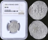 FRANCE: Gros de Nesle (1551A) in silver. Inside slab by NGC "XF 45".