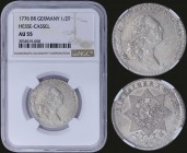 GERMAN STATES / HESSE CASSEL: 1/2 Thaler (1776 BR) in silver with head of Friedrich II facing right. Lion arms within inner circle of star, value abov...