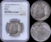 GERMAN STATES / SAXONY-ALBERTINE: 2/3 Thaler (1822 IGS) in silver (0,833) with uniformed bust of Friedrich August I facing left. Crowned Arms within b...