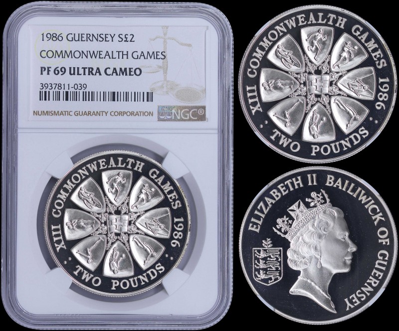 GUERNSEY: 2 Pounds (1986) in silver (0,925) commemorating the Commonwealth Games...