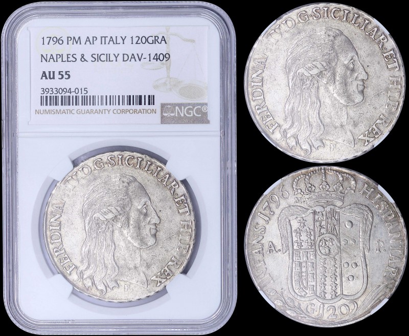 ITALIAN STATES / NAPLES & SICILY: 120 Grana (1796 PM AP) in silver (0,833) with ...