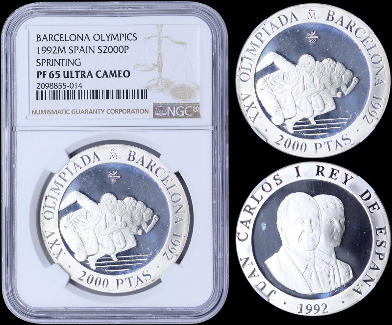 SPAIN: 2000 Pesetas (1992) in silver (0,925) commemorating the 1992 Olympics wit...