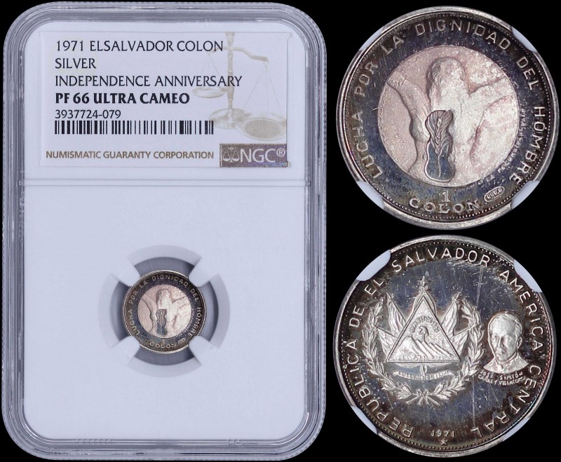 EL SALVADOR: 1 Colon (1971) in silver (0,999) commemorating the 150th anniversar...