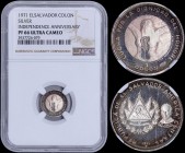 EL SALVADOR: 1 Colon (1971) in silver (0,999) commemorating the 150th anniversary of Independence with Salvador Dali image "La Fecundida" within circl...