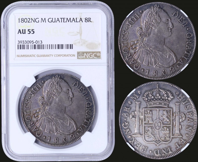 GUATEMALA: 8 Reales (1802 NG M) in silver (0,896) with bust of Charles VI facing...