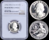 USA: 25 Cents (1976 S) in silver (0,400) with head of George Washington facing left. A Colonial patriot drummer facing left with a victory torch surro...