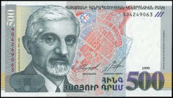 ARMENIA: Set of 3 banknotes consisting of 50 Dram (1998), 100 Dram (1998) & 500 Dram (1999). (Pick 41, 42 & 44) & (Spink CBA B3a, B4a & B5a). Uncircul...