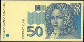 CROATIA: Progressive proof of front of 50 Kuna (31.10.1993) in blue and yellow with Ivan Gundulic at right. (Pick 31pp) & (Spink NBH B4ap). Uncirculat...