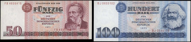 GERMANY / DEMOCRATIC REPUBLIC: Set of 5 banknotes including 5 Mark (1975) + 10 M...