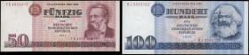 GERMANY / DEMOCRATIC REPUBLIC: Set of 5 banknotes including 5 Mark (1975) + 10 Mark (1985) + 20 Mark (1986) + 50 Mark (1986) + 100 Mark (1975). (Pick ...