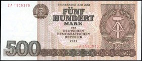 GERMANY / DEMOCRATIC REPUBLIC: Set of 2 replacement banknotes including 200 Mark (1985) & 500 Mark (1985). S/N: "ZA 1624466 & ZA 1505975". (Pick 32r &...
