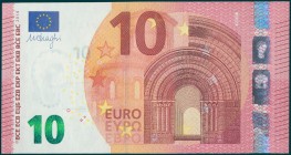 NETHERLANDS: 10 Euro (2014) in red and multicolor with gate in romanesque period architecture at center right. S/N: "PA3323260511". Signature by Dragh...