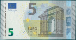 PORTUGAL: 2 x 5 Euro (2013) in grey and multicolor with gate in classical architecture at center right. S/N: "MA1680246407 & MA1680246416". Signature ...