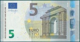 SPAIN: 2 x 5 Euro (2013) in grey and multicolor with gate in classical architecture at center right. S/N: "VA3161691992 & VA3161692001". Signature by ...