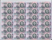 NORTH KOREA: Sheet of 24 banknotes of 5000 Won (2002) in purple on multicolor unpt with arms at lower left center and Kim II Sung at right. Accompanie...