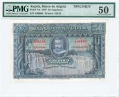 ANGOLA: Specimen of 50 Angolares (1.6.1927) in purple on rose unpt with portrait of Salvador Correia at center. S/N: "A00000". Printed by TDLR. Inside...